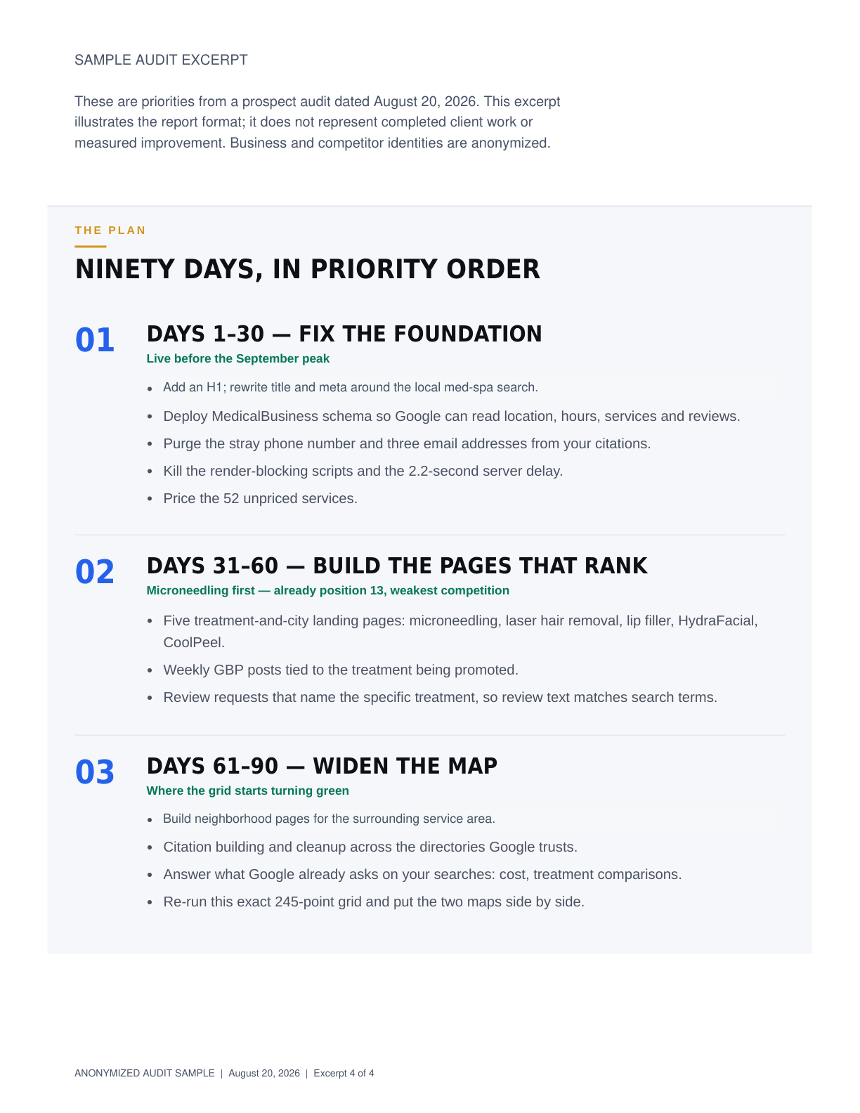 Sample audit page 4: Your next priorities